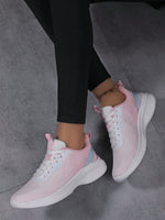 Scarpe da passeggio da donna bianche, scarpe da ginnastica da corsa bianche con lacci sul davanti per donna