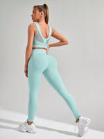 Set Sportivo Due Pezzi Da Allenamento Per Donna, Maglia Sottile Di Vestibilità Aderente Con Tessuto A Maglia A Goffratura E Leggings