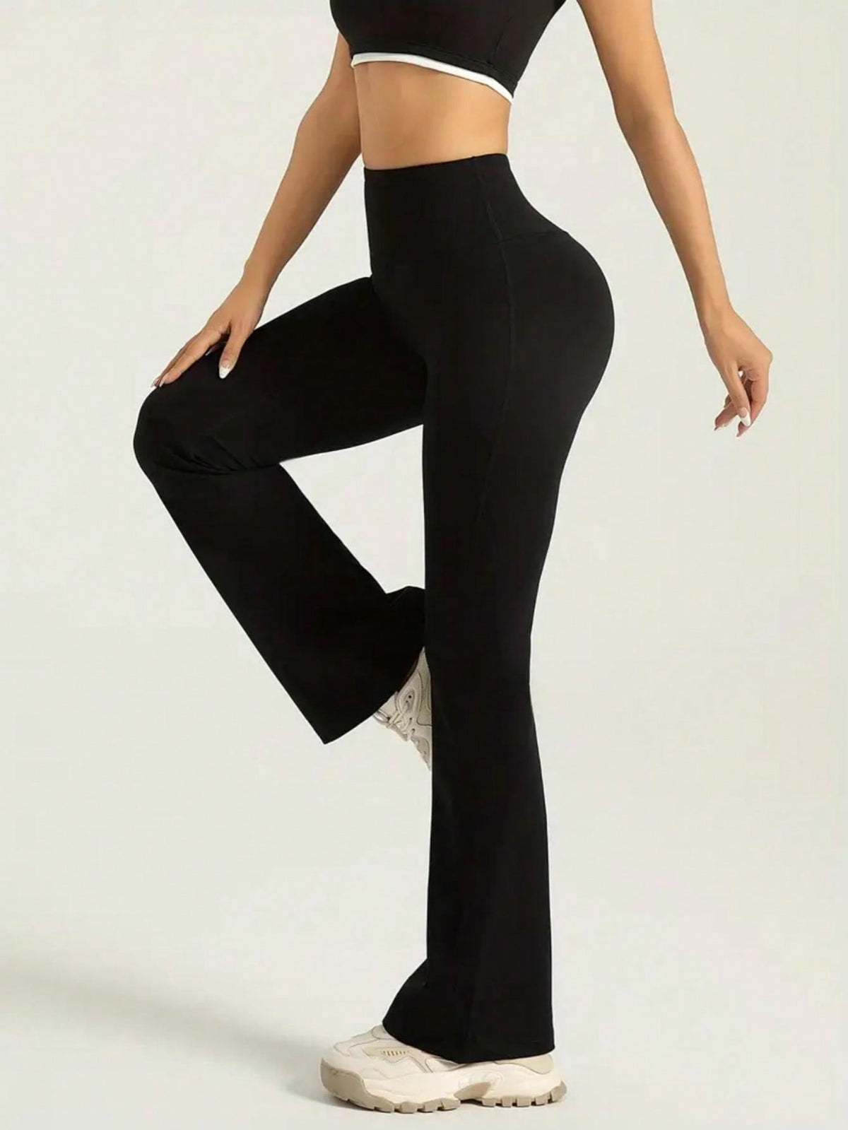 Leggings Sportivi Alla Moda A Vita Alta, Comodi E Aderenti, Con Fondo Largo A Campana