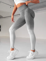 Leggings Yoga Ombre Senza Cuciture A Fascia Alta Per L'anca E Aderenti Alla Gamba Con Fascia Elastica Extra Per Il Sollevamento Dei Glutei