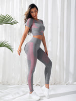 Set sportivo senza cuciture manica raglan controllo della pancia