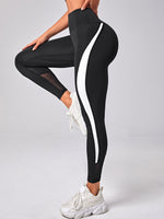 Leggings sportivi inserto in rete cucitura laterale vita a banda larga