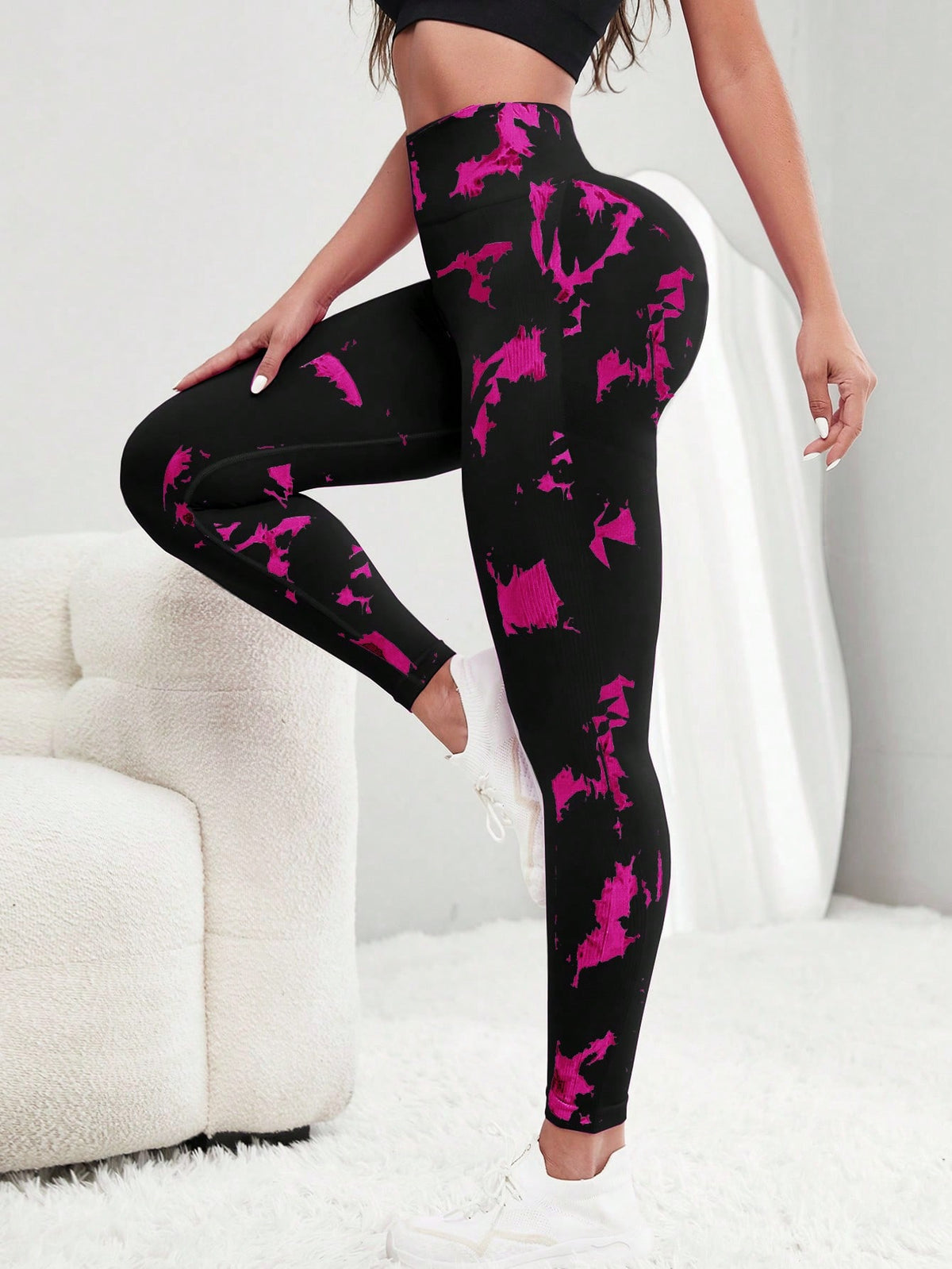 Leggings sportivi tie dye controllo della pancia