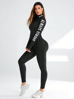 Set sportivo con stampa a lettere e maniche, completo da allenamento, set outfit