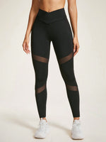 Leggings Da Yoga Con Patchwork Di Rete A Vita Incrociata