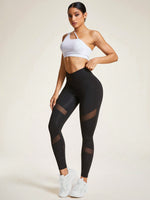 Leggings Da Yoga Con Patchwork Di Rete A Vita Incrociata