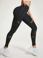 Leggings Da Yoga Con Patchwork Di Rete A Vita Incrociata