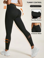 Leggings Da Yoga Con Patchwork Di Rete A Vita Incrociata