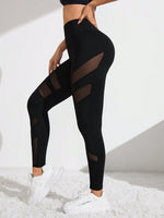 Leggings Sportivi Modellanti Donna Con Inserti In Mesh A Contrasto