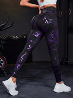 Leggings A Vita Alta Slim Fit, Con Stampa Dorata