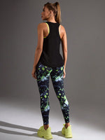 Set di sport per donna composto da canotta a collo rotondo con lettere stampate e pantaloni lunghi per yoga