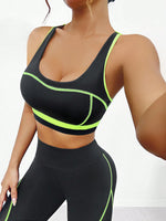 Canotta corta e costine a blocchi di colore con leggings in Mesh Splice.