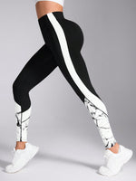 Leggings sportivi casual da donna con stampa a colore contrastante