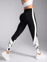 Leggings sportivi casual da donna con stampa a colore contrastante