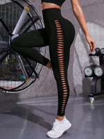 Leggings sportivi scavato vita a banda larga
