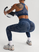 Set di reggiseno sportivo e leggings senza cuciture ad alta elasticità per lo yoga