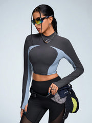Top Crop Motion Colorblock