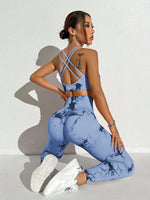 Set sportivo senza cuciture ad alta elasticità con stampa tie-dye (stampa casuale)