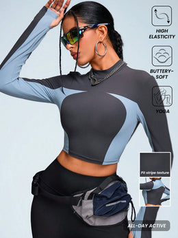 Top Crop Motion Colorblock
