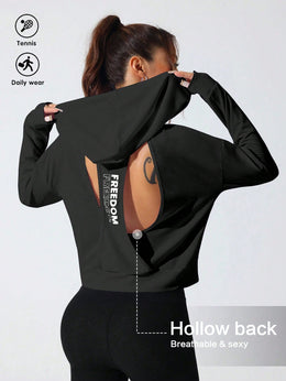 Felpa Open Back con Cappuccio
