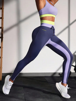 Leggings Colorblock Logo con Coulisse