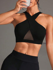 Sports Bra Wrap Mesh Cross Back
