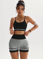 Set di reggiseno sportivo e pantaloncini da donna ad alta elasticità, senza cuciture, in maglia, a vita alta con controllo dell addome e effetto "sedere di pesca", in tessuto morbido e delicato sulla pelle, modellante, outfit casuale versatile per t