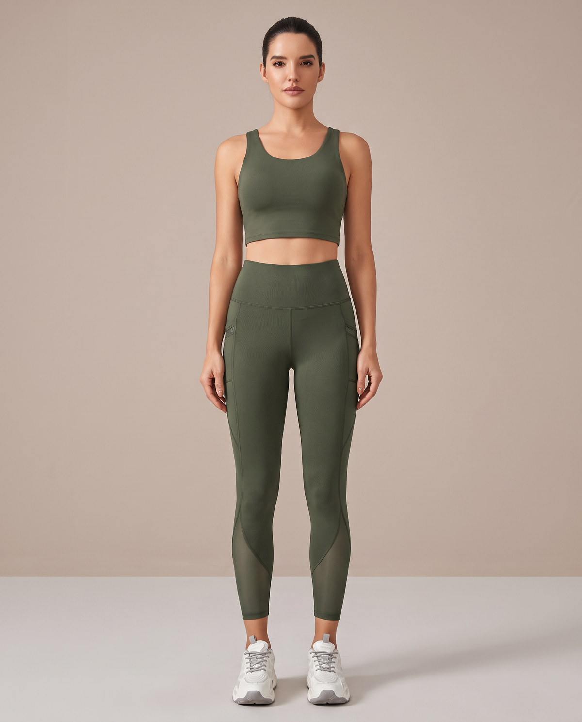 Leggings Textured Wide Waist Pocket - vista frontale