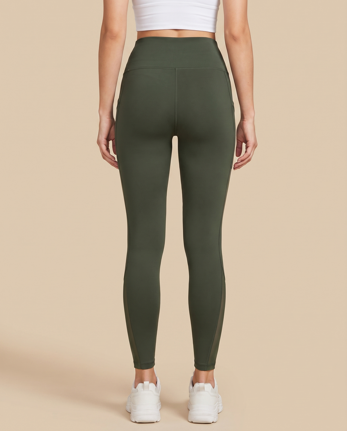 Leggings Textured Wide Waist Pocket - vista posteriore