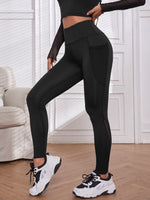 Leggings Sportivi In Rete A Contrasto Con Tasca Per Telefono, Leggings Da Allenamento