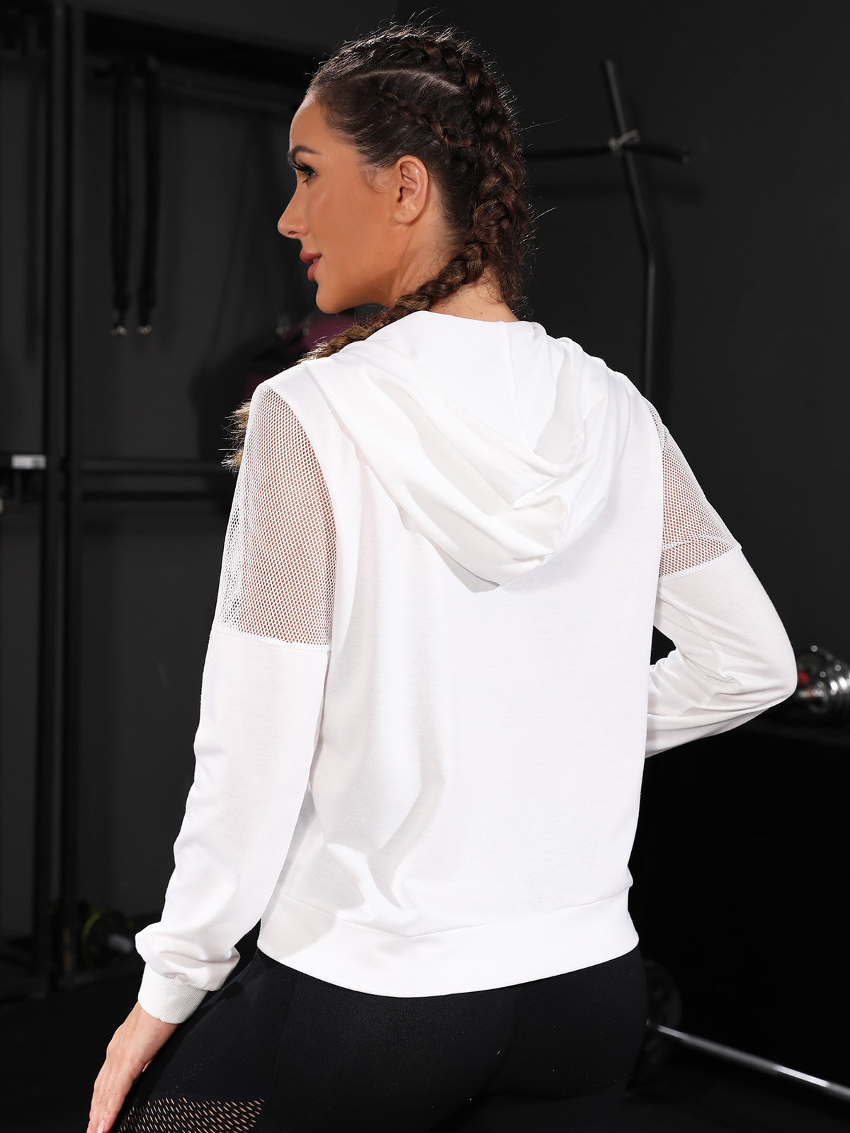 Giacche sportive in maglia a contrasto con coulisse con cappuccio