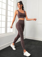 Set da yoga con stampa leopardata senza cuciture