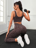 Set da yoga con stampa leopardata senza cuciture