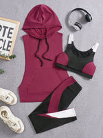 Set sportivo color block con coulisse con cappuccio