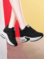 Sneakers Donna In Maglia Tinta Unita, Scarpe Casual Sportive Con Lacci, Scarpe Basse Versatili E Traspiranti