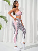 Set sportivo con stampa leopardo monospalla scavato