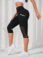 Leggings sportivi Capri tulle a contrasto inserto
