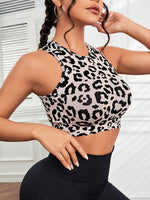 Canotta sportiva con stampa leopardo corto