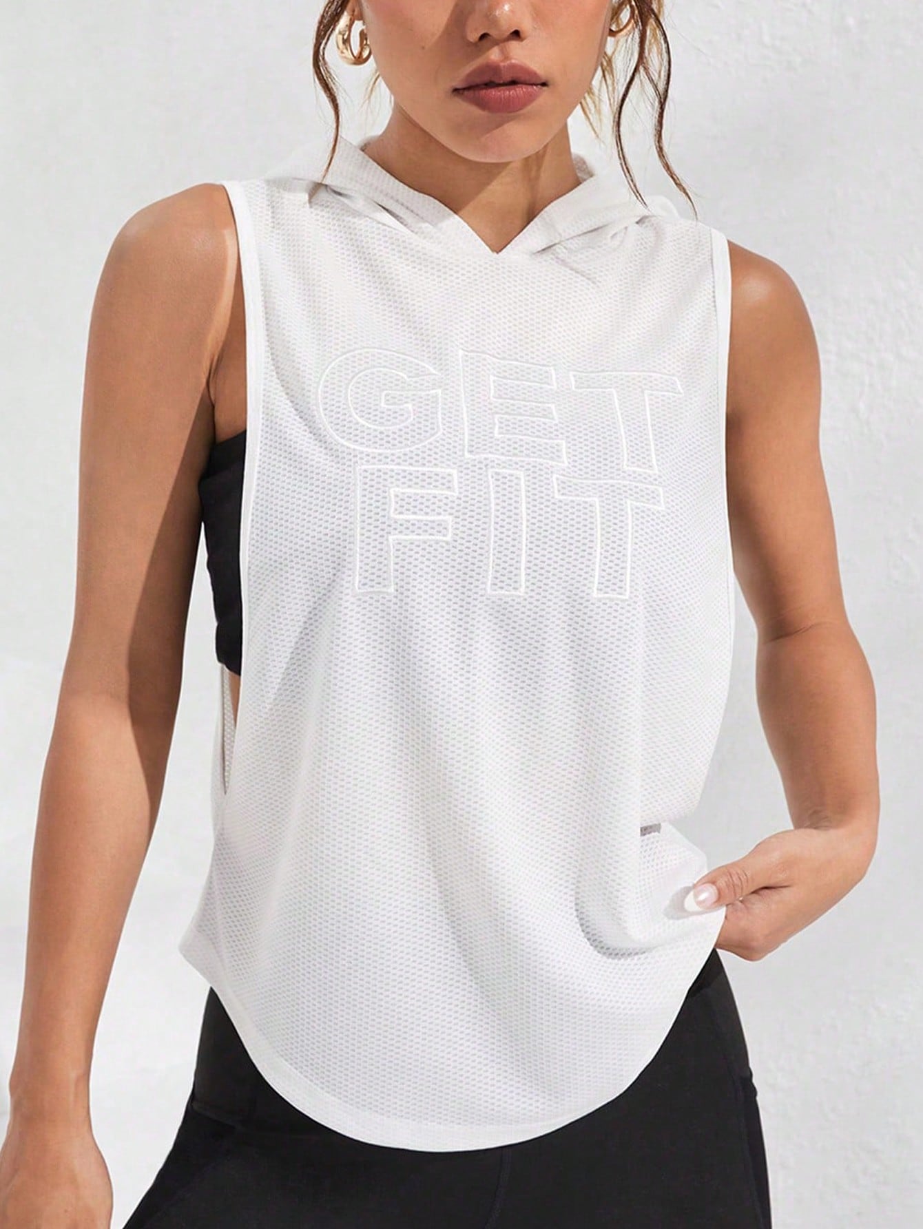 Canotta Hoodie Active con Ricamo