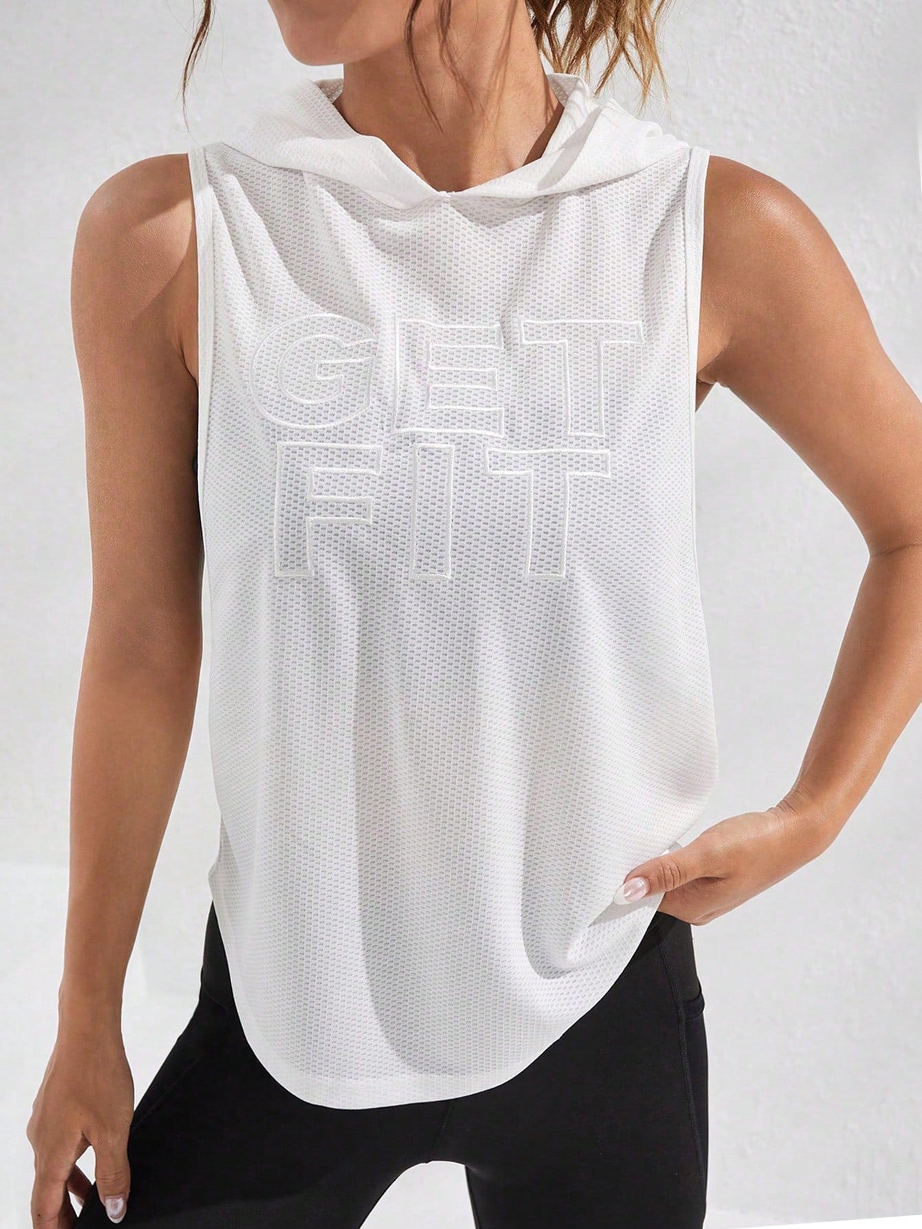 Canotta Hoodie Active con Ricamo