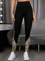 Leggings sportivi leopardato inserto in rete con tasca per telefono