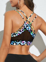 Reggiseni sportivi con stampa leopardo incrociato indietro