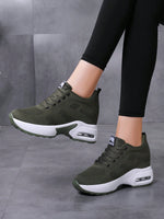 Sneakers Donna In Maglia Tinta Unita, Scarpe Casual Sportive Con Lacci, Scarpe Basse Versatili E Traspiranti