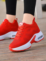 Sneakers Donna In Maglia Tinta Unita, Scarpe Casual Sportive Con Lacci, Scarpe Basse Versatili E Traspiranti