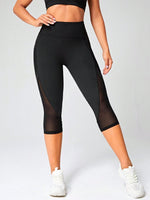 Leggings sportivi Capri tulle a contrasto con tasca del telefono