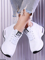 Sneakers Donna In Maglia Tinta Unita, Scarpe Casual Sportive Con Lacci, Scarpe Basse Versatili E Traspiranti