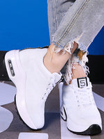 Sneakers Donna In Maglia Tinta Unita, Scarpe Casual Sportive Con Lacci, Scarpe Basse Versatili E Traspiranti