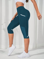 Leggings sportivi Capri tulle a contrasto inserto