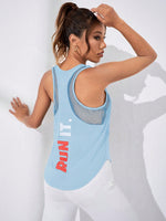 Canotta sportiva con grafica slogan inserto in rete