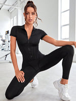Jumpsuit sportiva monocolore elasticità alta